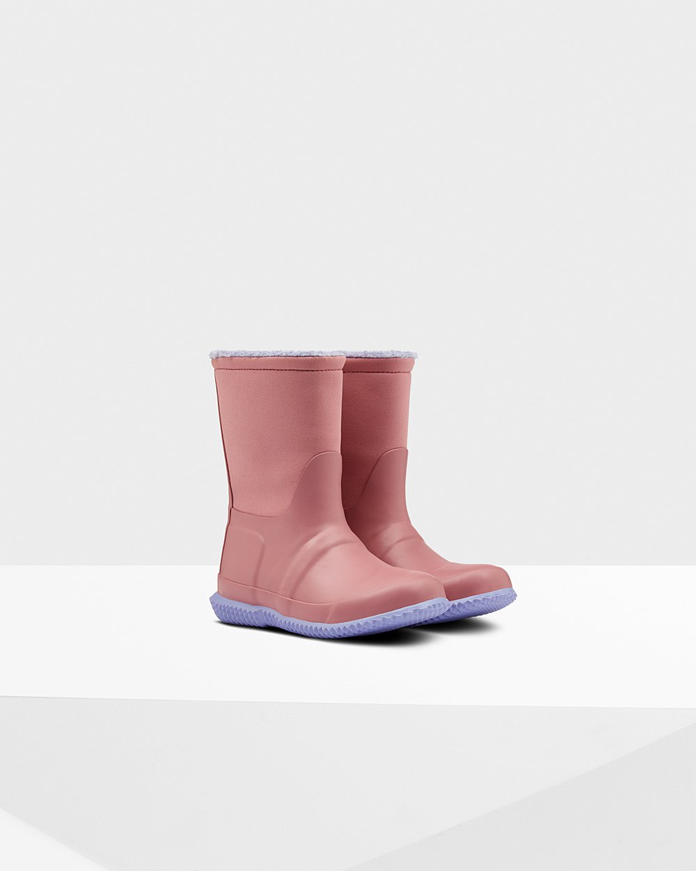 Botas De Nieve Hunter Niños Rosas/Moradas Original Big Insulated Roll Top Sherpa 856241-JMD